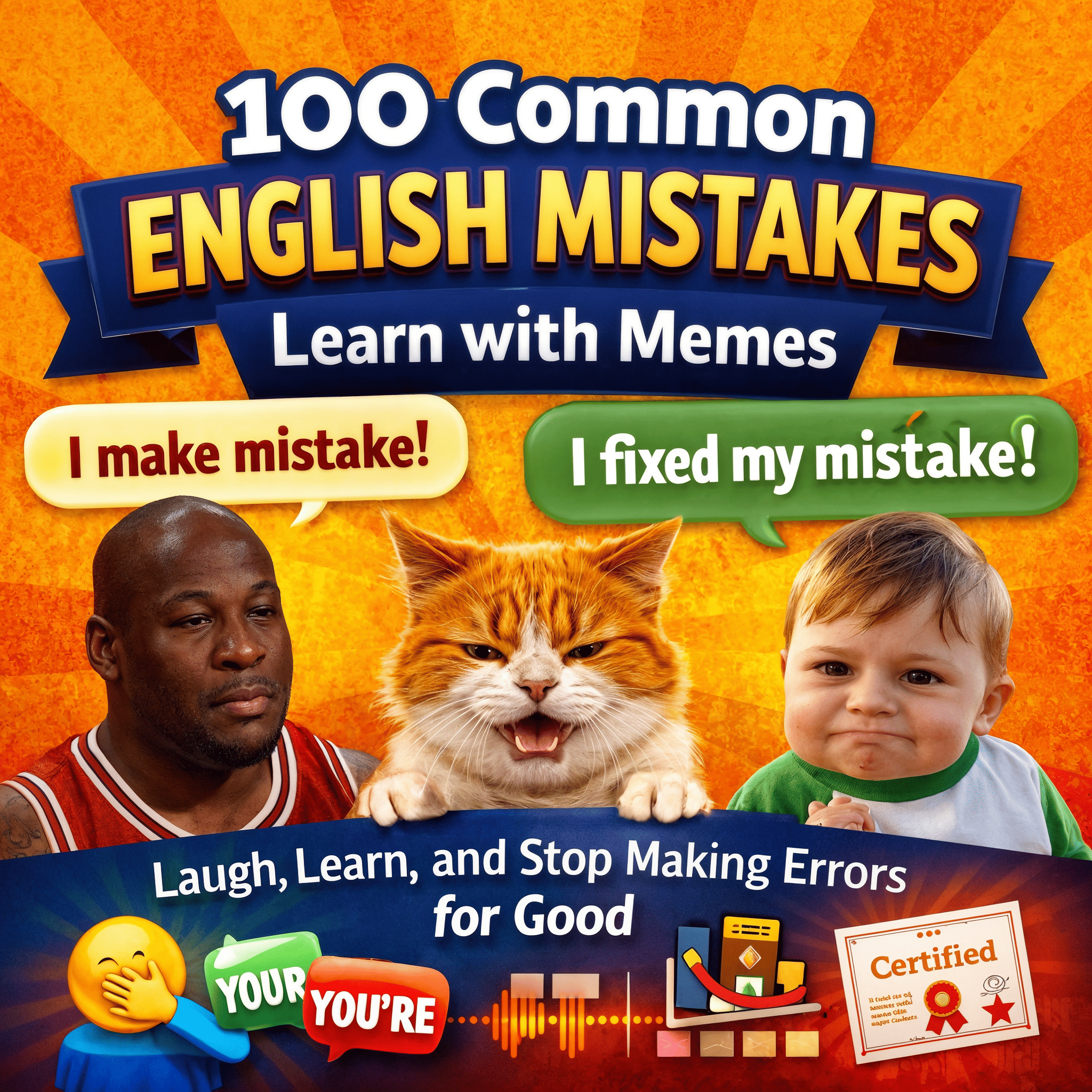 100 Common English Mistakes – Learn with Memes & Never Forget