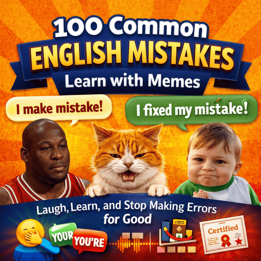100 Common English Mistakes – Learn with Memes & Never Forget